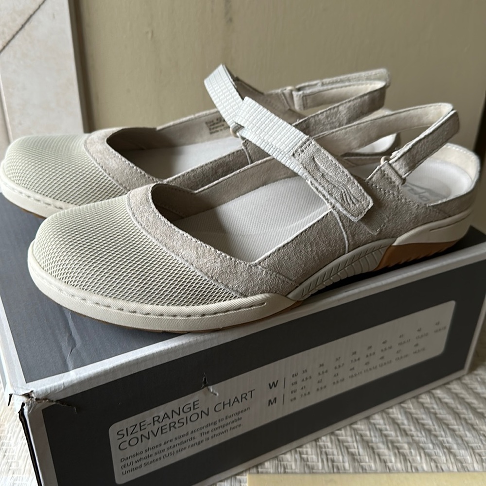 NIB Dansko Raeann Suede Ivory Backless Mary Jane Sandals Sz 40 (9.5-10)